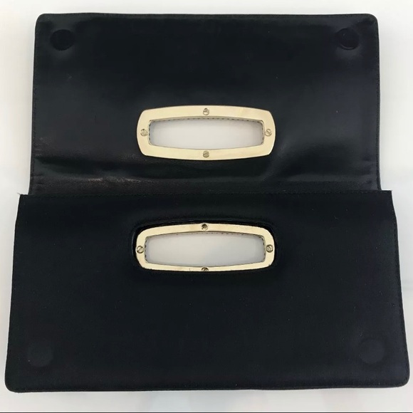 JIMMY CHOO BLACK SATIN SILK CRYSTAL CLUTCH BAG - Picture 13 of 15